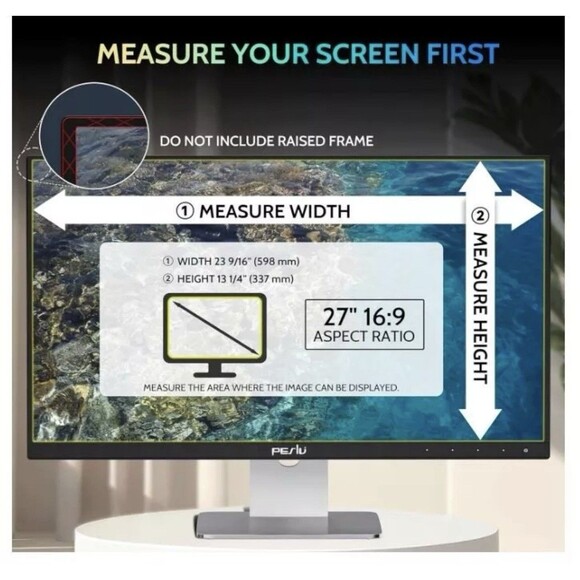 2-PACK 27 Inch 16:9 Computer Privacy Screen Widescreen Monitor, 27inch Removable - Picture 2 of 7